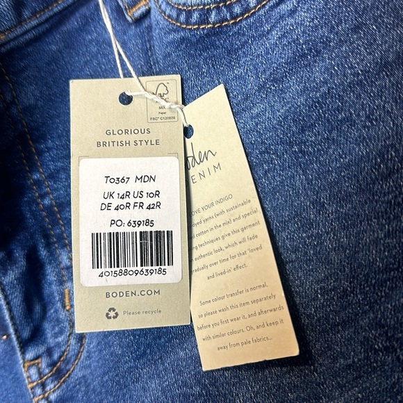 Boden Jean TO367 MDN Slim Straight Mid Rise medium vintage wash size US 10R NWT - Picture 11 of 11